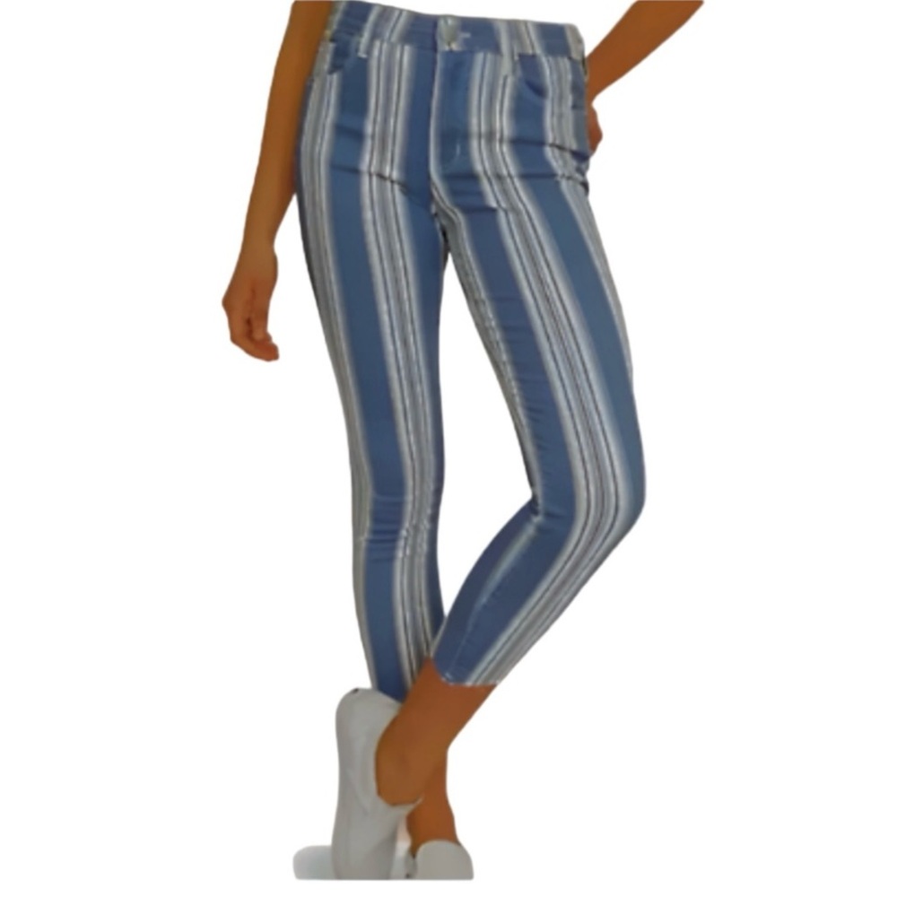 NWT High Rise Striped Stretch Denim Pants